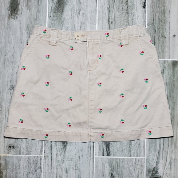 GAP Kids Khaki Cherry Embroidered Skirt Size 14 - Picture 11 of 11